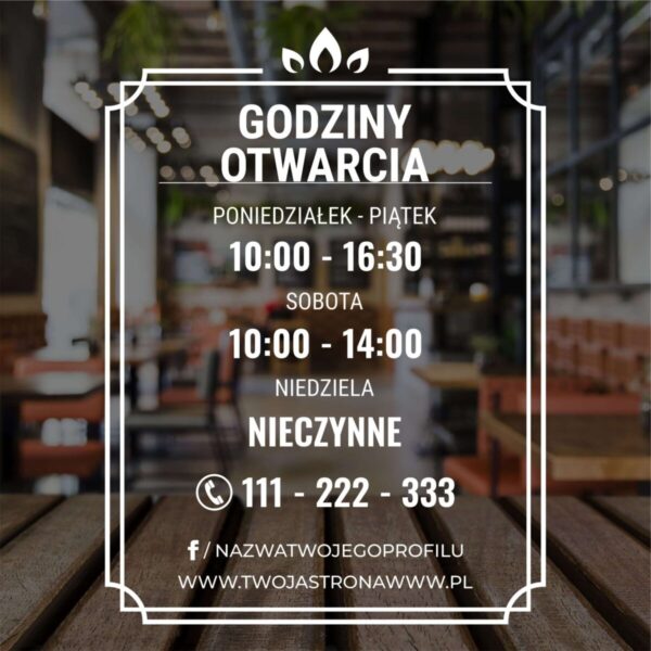 Naklejka Godziny Otwarcia | WGO10