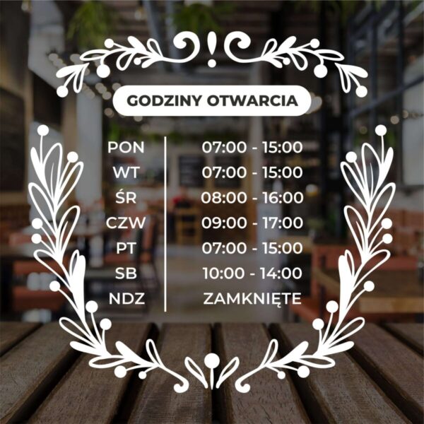 Naklejka Godziny Otwarcia | WGO13