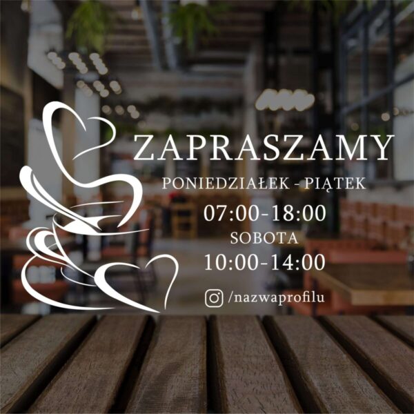 Naklejka Godziny Otwarcia – Kawiarnia | WGO17