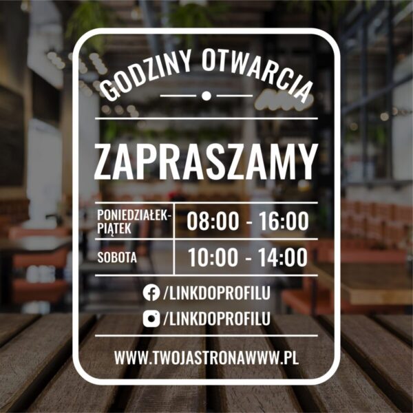 Naklejka Godziny Otwarcia | WGO2
