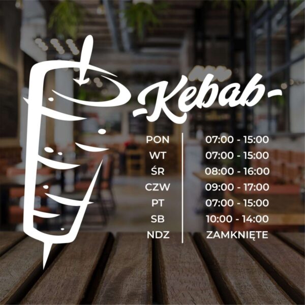 Naklejka Godziny Otwarcia – Kebab | WGO21