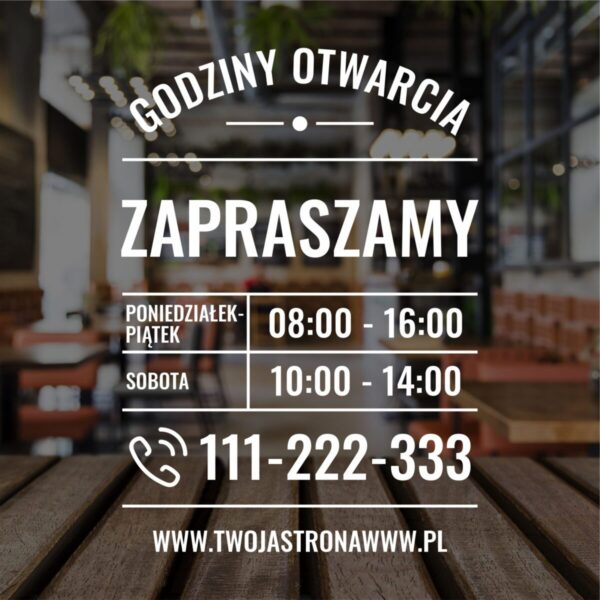 Naklejka Godziny Otwarcia | WGO3