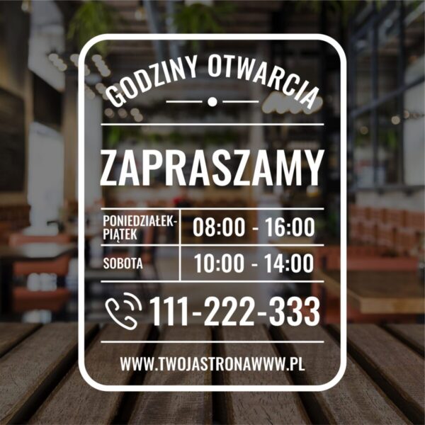 Naklejka Godziny Otwarcia | WGO4