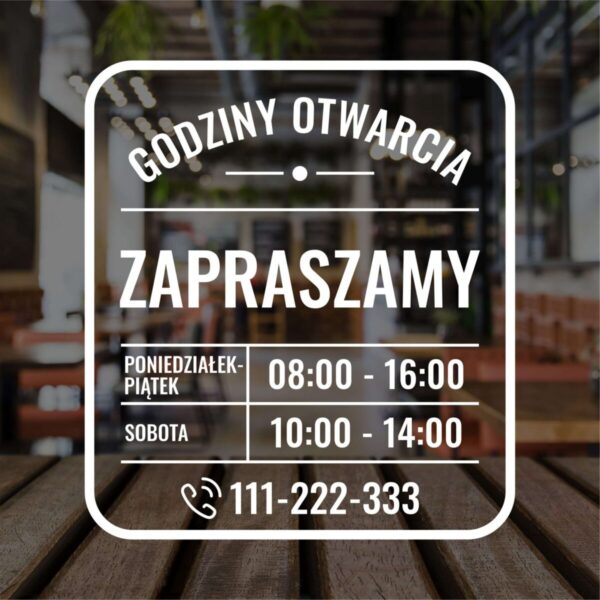 Naklejka Godziny Otwarcia | WGO8