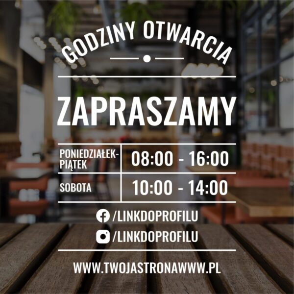 Naklejka Godziny Otwarcia | WGO1