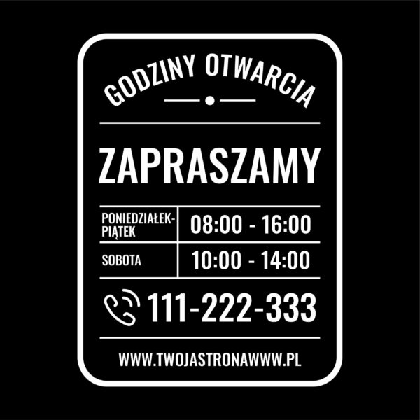 Naklejka Godziny Otwarcia | WGO4