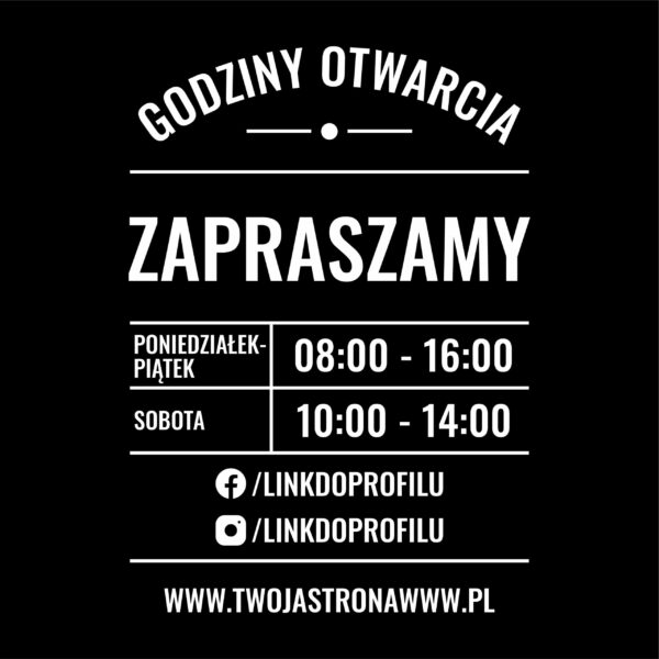 Naklejka Godziny Otwarcia | WGO1