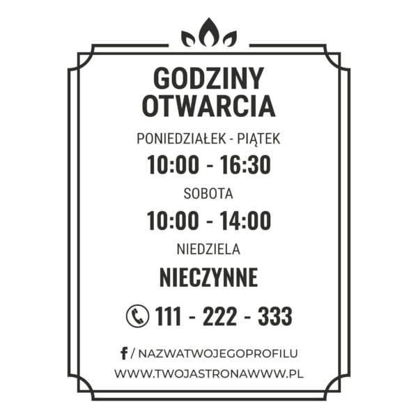 Naklejka Godziny Otwarcia | WGO10