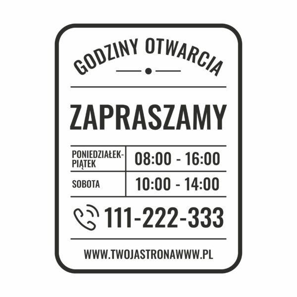 Naklejka Godziny Otwarcia | WGO4