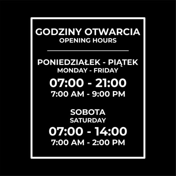 Naklejka Godziny Otwarcia | WGO22