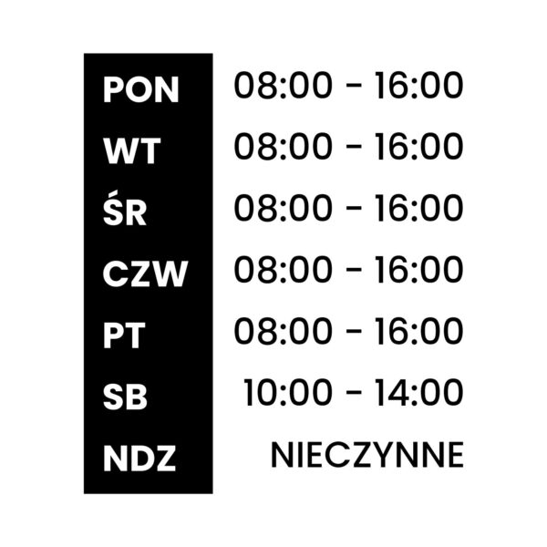 Naklejka Godziny Otwarcia | WGO32