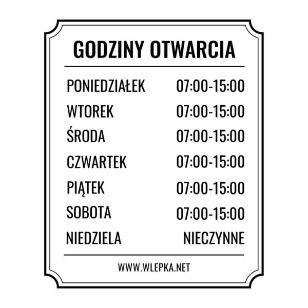 Naklejka Godziny Otwarcia | WGO26