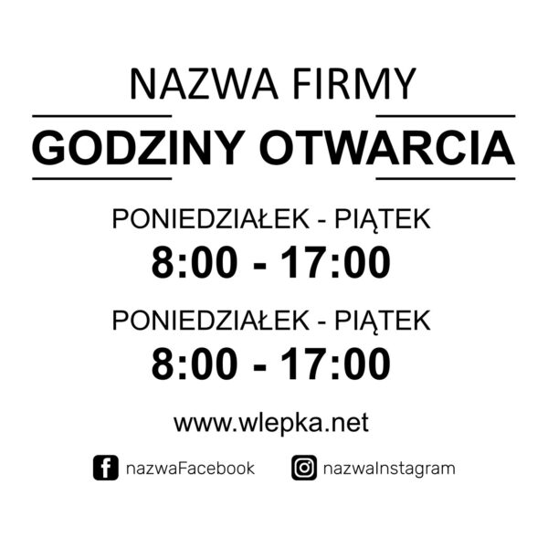 Naklejka Godziny Otwarcia | WGO30