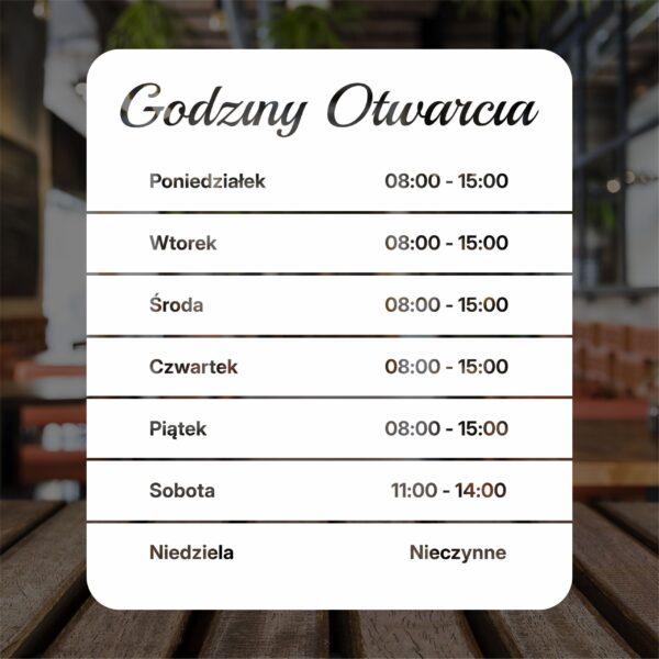 Naklejka Godziny Otwarcia | WGO36